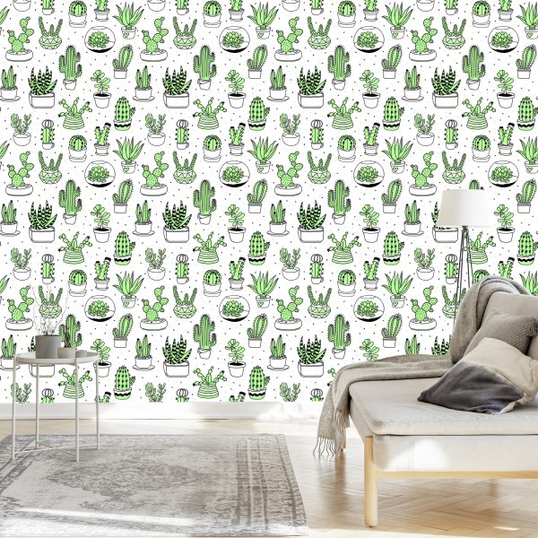 Behang Voor De Slaapkamercactussen In Scandinavische Stijl - Afbeelding 3