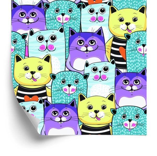 Behang Voor Kinderen - Kleurrijke Katten