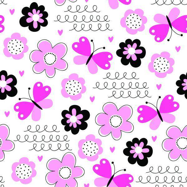 Behang Voor Kinderen In Hart Vlinders Bloemen - Afbeelding 2