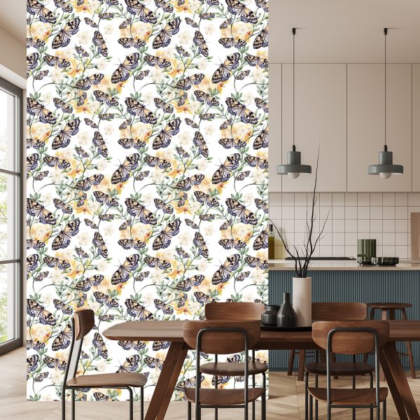 Behang Muurvlinders, Bloemen, Planten, Keuken - Afbeelding 4