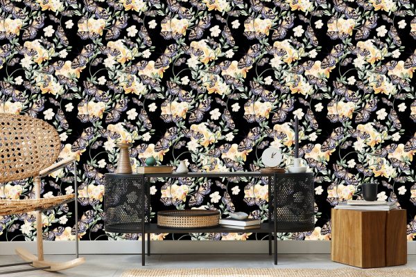 Behang In De Hal, Vlinders, Bloemen. Natuur - Afbeelding 5