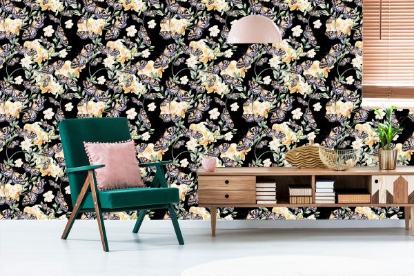 Behang In De Hal, Vlinders, Bloemen. Natuur - Afbeelding 6