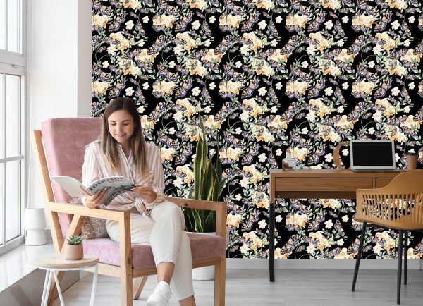 Behang In De Hal, Vlinders, Bloemen. Natuur - Afbeelding 7