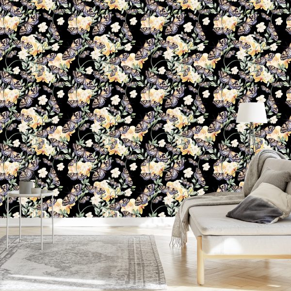 Behang In De Hal, Vlinders, Bloemen. Natuur - Afbeelding 3