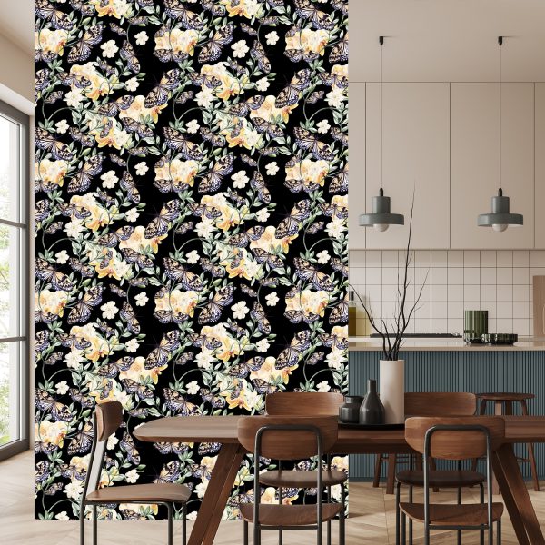 Behang In De Hal, Vlinders, Bloemen. Natuur - Afbeelding 4