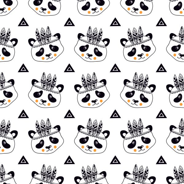 Behang Panda's Op Een Witte Achtergrond - Afbeelding 2