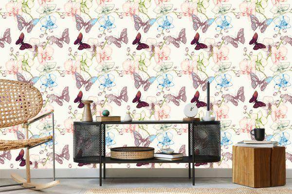 Behang Vlinders Laten Bloemen Achter Voor De Babykamer - Afbeelding 5
