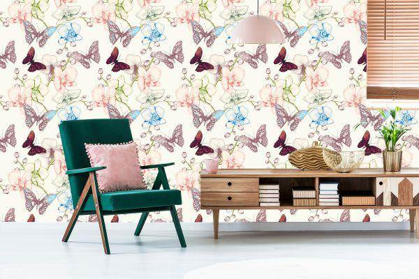Behang Vlinders Laten Bloemen Achter Voor De Babykamer - Afbeelding 6