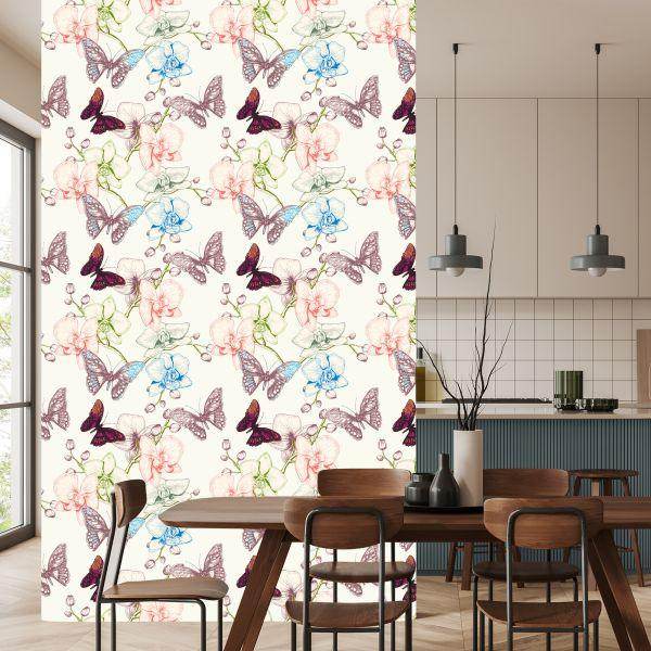 Behang Vlinders Laten Bloemen Achter Voor De Babykamer - Afbeelding 4