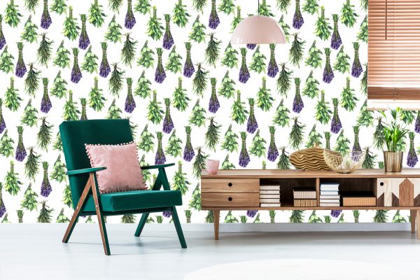 Behang Boeketten Van Lavendelplanten - Afbeelding 6