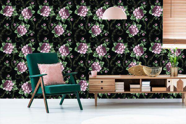 Behang Bloeiende Bloemen - Afbeelding 6