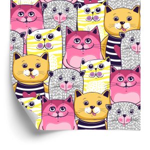 Behang Voor Kinderen - Kleurrijke Katten