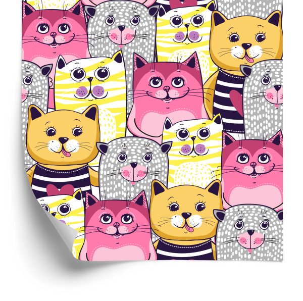 Behang Voor Kinderen - Kleurrijke Katten
