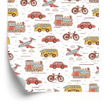 Behang Voor Een Kinderkamer In Een Auto, Vliegtuigen, Fietsen