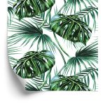 Behang Bladeren Van De Palm En Monstera