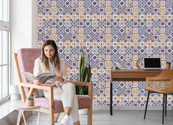 Behang Muur Oosterse Mozaïek Tegelpatronen - Afbeelding 7