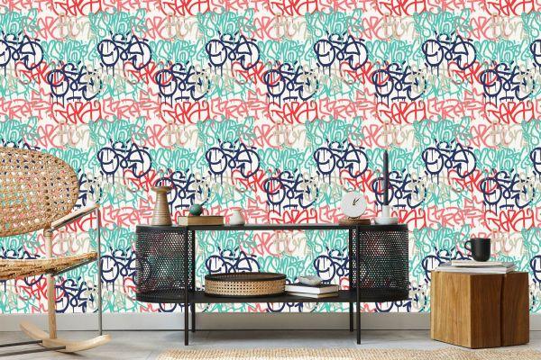 Behang Pastelkleurige Graffiti - Afbeelding 5