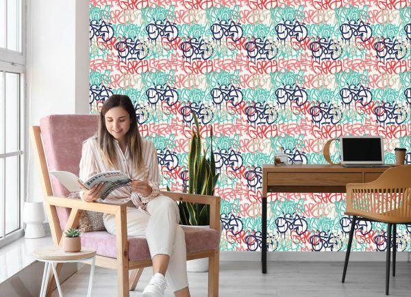 Behang Pastelkleurige Graffiti - Afbeelding 7