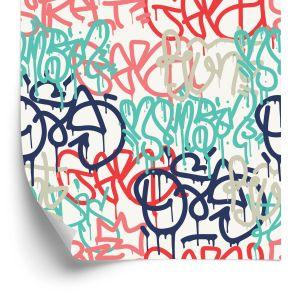 Behang Pastelkleurige Graffiti