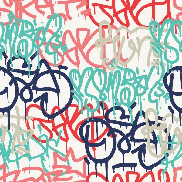 Behang Pastelkleurige Graffiti - Afbeelding 2