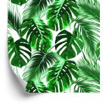 Behang Bladeren Van De Palm En Monstera