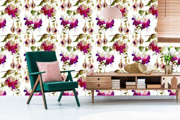 Behang Bloemen Fuchsia Natuur Natuur Voor Woonkamer - Afbeelding 6