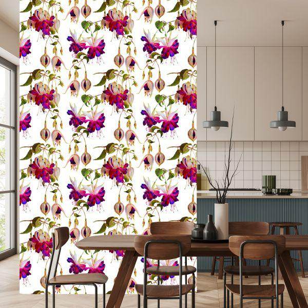 Behang Bloemen Fuchsia Natuur Natuur Voor Woonkamer - Afbeelding 4