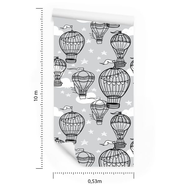 Behang Ballonnen Met Sterren Op De Achtergrond - Afbeelding 8