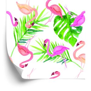 Behang Met Flamingo Bladeren Voor De Slaapkamer