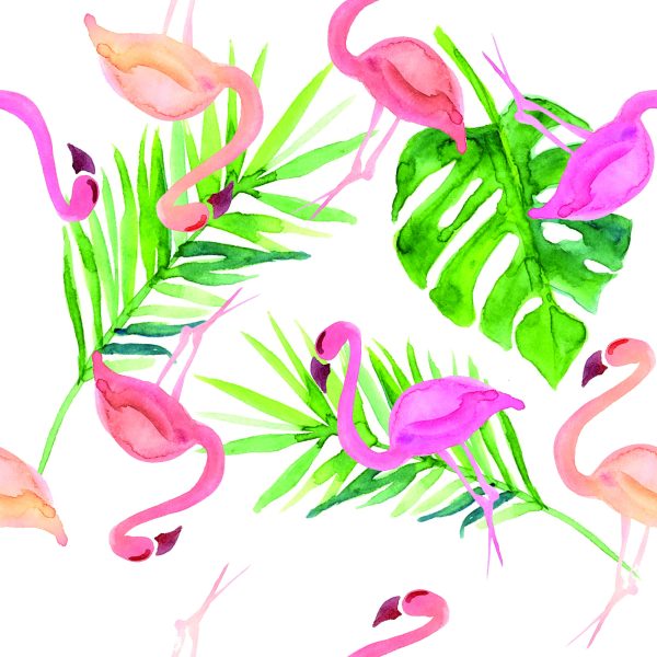 Behang Met Flamingo Bladeren Voor De Slaapkamer - Afbeelding 2