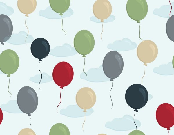 Behang Ballonnen Met Wolken Op De Achtergrond - Afbeelding 2