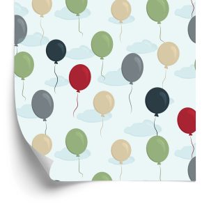 Behang Ballonnen Met Wolken Op De Achtergrond
