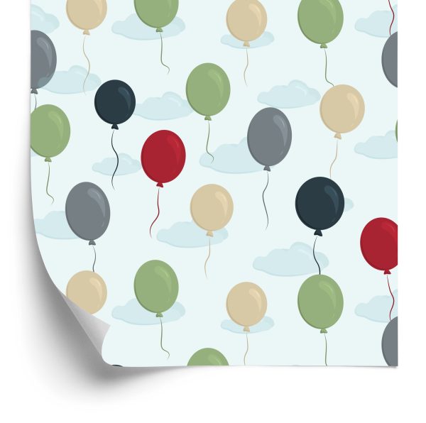 Behang Ballonnen Met Wolken Op De Achtergrond