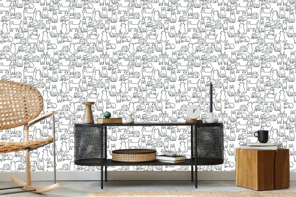 Behang Katten In Zwart-Wit - Afbeelding 5