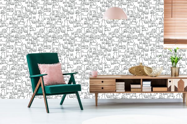 Behang Katten In Zwart-Wit - Afbeelding 6