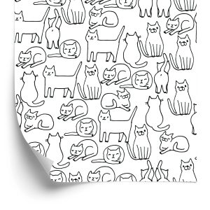 Behang Katten In Zwart-Wit