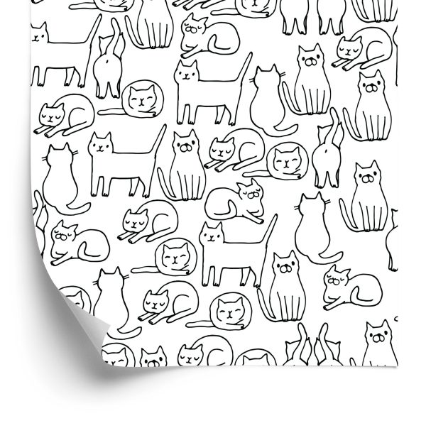 Behang Katten In Zwart-Wit