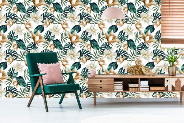 Behang Bloemen In Retrostijl - Afbeelding 6