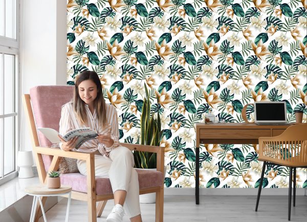 Behang Bloemen In Retrostijl - Afbeelding 7