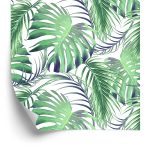 Behang Bladeren Van De Palm En Monstera