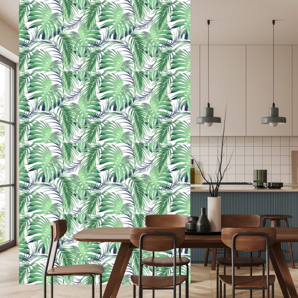 Behang Bladeren Van De Palm En Monstera - Afbeelding 4
