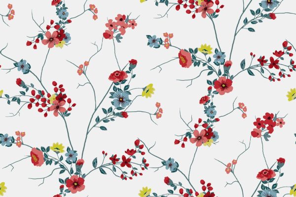 Behang Bloemen Waterverfpatroon - Afbeelding 2