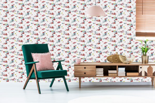 Behang Bloemen Waterverfpatroon - Afbeelding 6