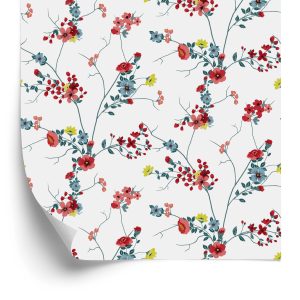 Behang Bloemen Waterverfpatroon