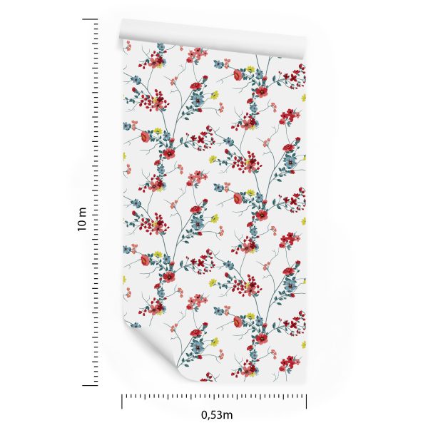 Behang Bloemen Waterverfpatroon - Afbeelding 8