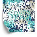 Behang Graffiti In Blauwe Tinten