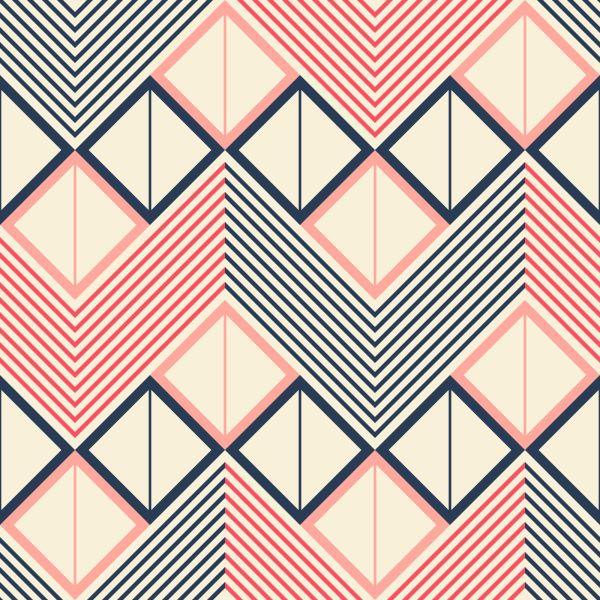 Behang Geometrische Patronen In Retrostijl - Afbeelding 2