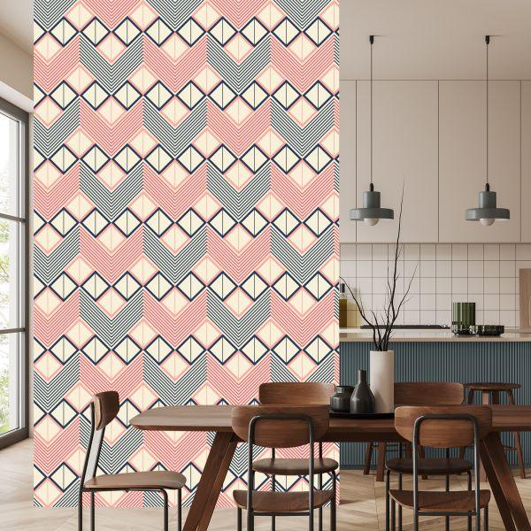 Behang Geometrische Patronen In Retrostijl - Afbeelding 4
