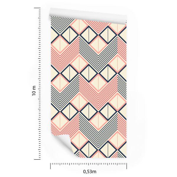 Behang Geometrische Patronen In Retrostijl - Afbeelding 8