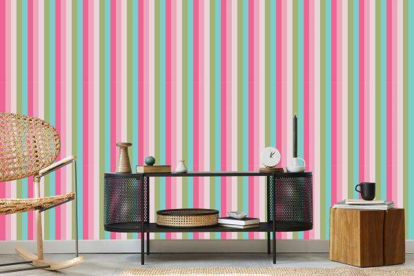 Behang Klassiek Gekleurde Verticale Strepen Voor De Woonkamer - Afbeelding 5